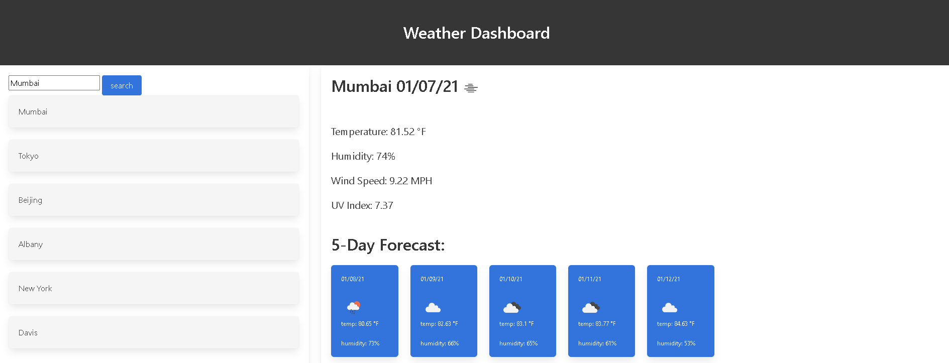 Weather Dashboard Preview